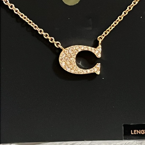 New Coach Gold Plated Signature C Pendant Necklace - Picture 2 of 4